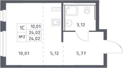 Планировка — Донские Легенды, Студия, 24 м²