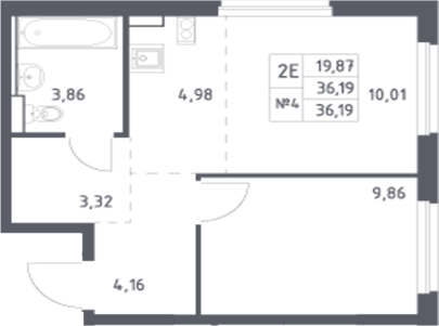 Планировка — Донские Легенды, 2-комн., 36 м²