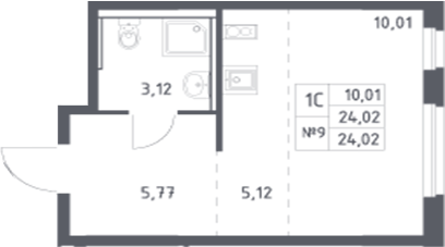 Планировка — Донские Легенды, Студия, 24 м²