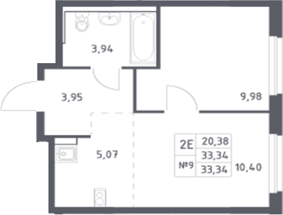 Планировка — Донские Легенды, 2-комн., 33 м²