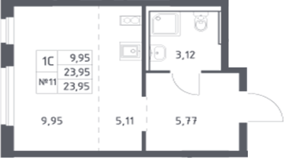 Планировка — Донские Легенды, Студия, 24 м²