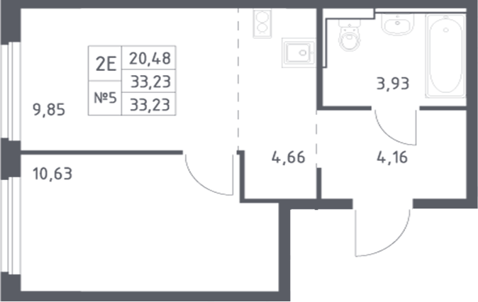 Планировка — Донские Легенды, 2-комн., 33 м²