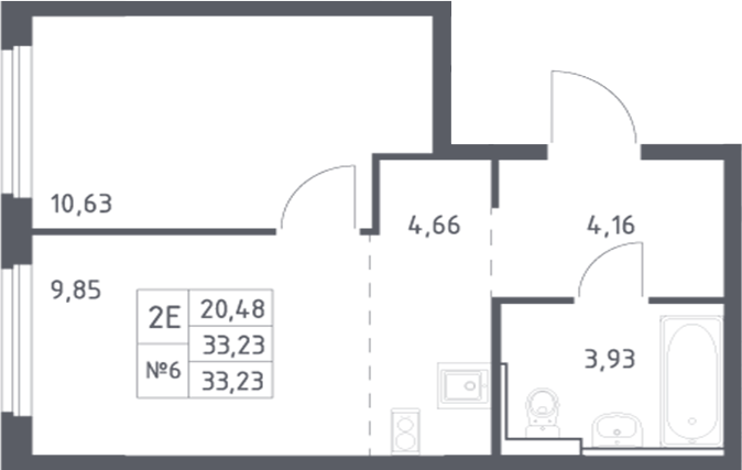Планировка — Донские Легенды, 2-комн., 33 м²