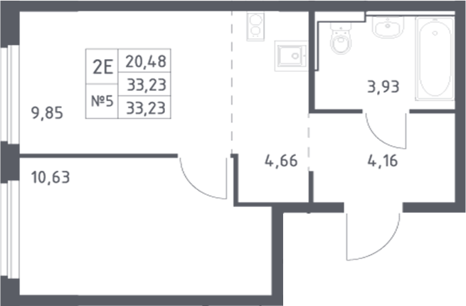 Планировка — Донские Легенды, 2-комн., 33 м²