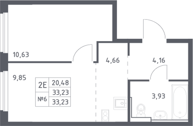 Планировка — Донские Легенды, 2-комн., 33 м²