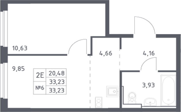 Планировка — Донские Легенды, 2-комн., 33 м²
