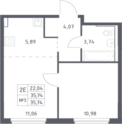 Планировка — Донские Легенды, 2-комн., 36 м²