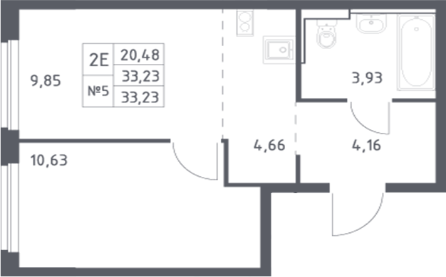 Планировка — Донские Легенды, 2-комн., 33 м²