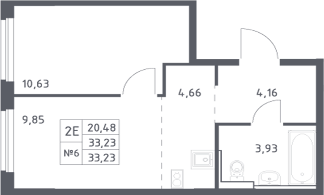 Планировка — Донские Легенды, 2-комн., 33 м²