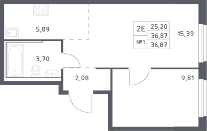 Планировка — Донские Легенды, 2-комн., 37 м²