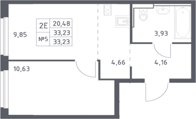 Планировка — Донские Легенды, 2-комн., 33 м²