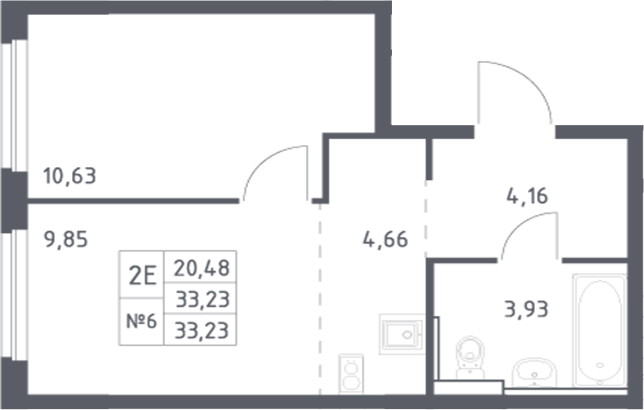 Планировка — Донские Легенды, 2-комн., 33 м²