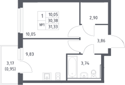 Планировка — Донские Легенды, 1-комн., 30 м²