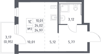 Планировка — Донские Легенды, Студия, 24 м²