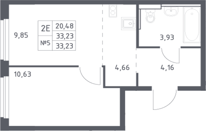 Планировка — Донские Легенды, 2-комн., 33 м²