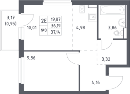 Планировка — Донские Легенды, 2-комн., 36 м²