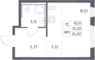 Планировка — Донские Легенды, Студия, 24 м²