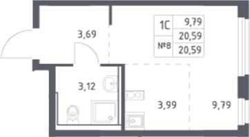 Планировка — Донские Легенды, Студия, 21 м²