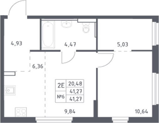 Планировка — Донские Легенды, 2-комн., 41 м²