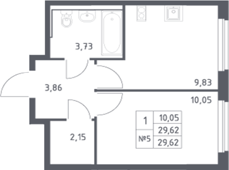 Планировка — Донские Легенды, 1-комн., 30 м²