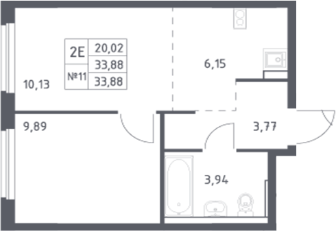 Планировка — Донские Легенды, 2-комн., 34 м²