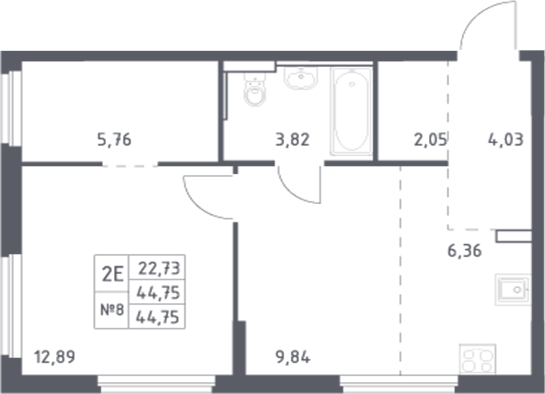 Планировка — Донские Легенды, 2-комн., 45 м²