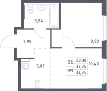 Планировка — Донские Легенды, 2-комн., 33 м²