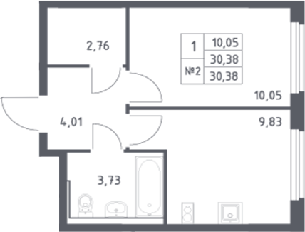 Планировка — Донские Легенды, 1-комн., 30 м²