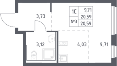 Планировка — Донские Легенды, Студия, 21 м²