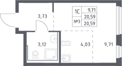 Планировка — Донские Легенды, Студия, 21 м²
