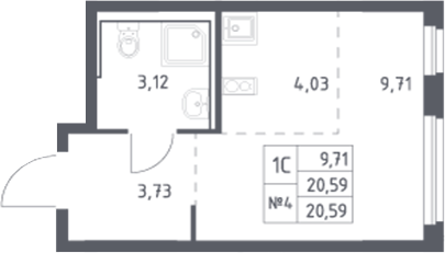 Планировка — Донские Легенды, Студия, 21 м²