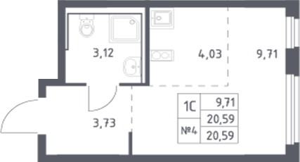 Планировка — Донские Легенды, Студия, 21 м²