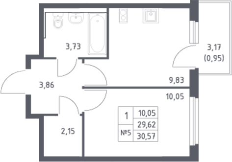 Планировка — Донские Легенды, 1-комн., 30 м²