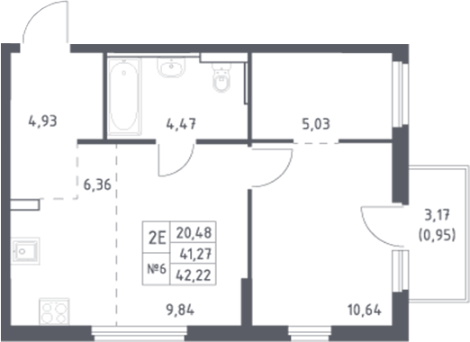 Планировка — Донские Легенды, 2-комн., 41 м²