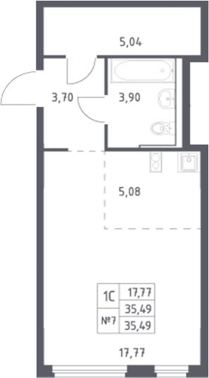 Планировка — Донские Легенды, Студия, 35 м²