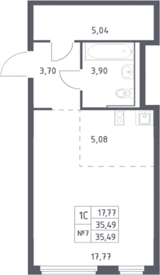 Планировка — Донские Легенды, Студия, 35 м²