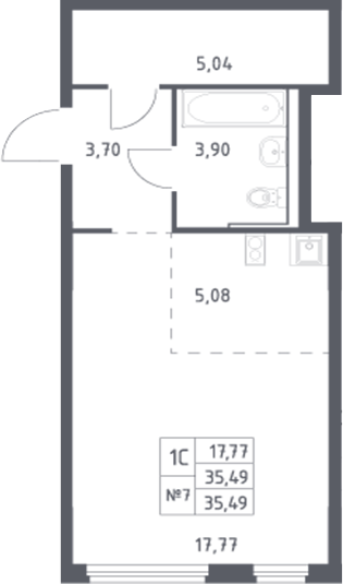 Планировка — Донские Легенды, Студия, 35 м²