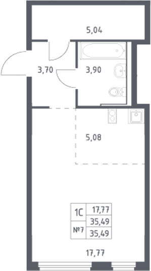 Планировка — Донские Легенды, Студия, 35 м²