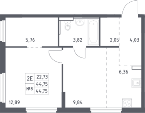 Планировка — Донские Легенды, 2-комн., 45 м²