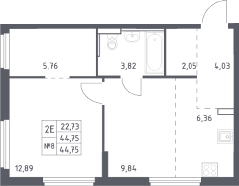 Планировка — Донские Легенды, 2-комн., 45 м²