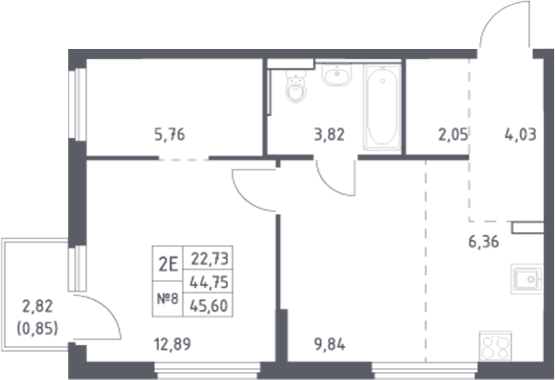 Планировка — Донские Легенды, 2-комн., 45 м²