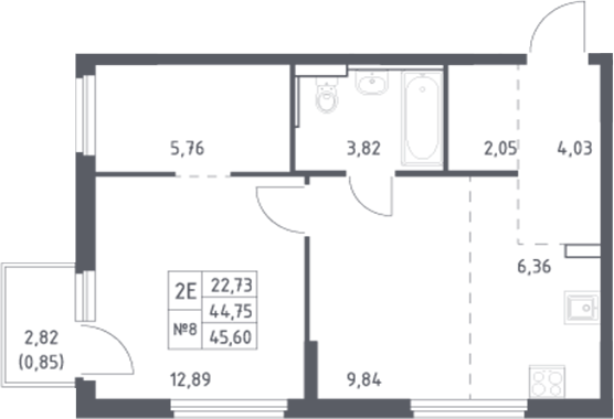 Планировка — Донские Легенды, 2-комн., 45 м²