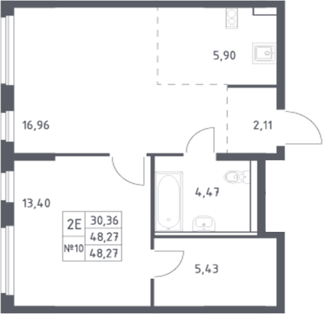 Планировка — Донские Легенды, 2-комн., 48 м²
