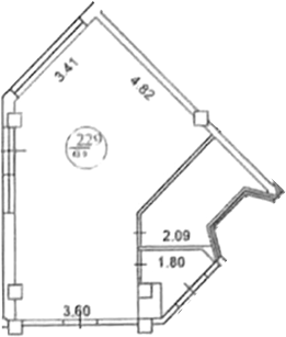 Планировка — Alean Residence Olginka, Студия, 44 м²