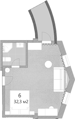 Планировка — Грейс Лазурь, Студия, 32 м²