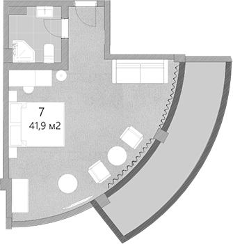 Планировка — Грейс Лазурь, Студия, 42 м²