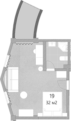 Планировка — Грейс Лазурь, Студия, 32 м²