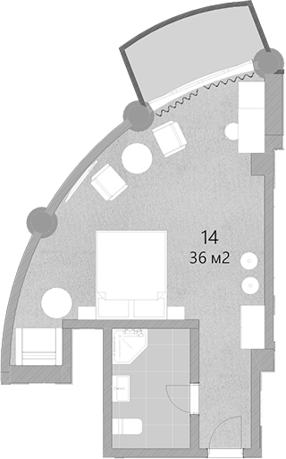 Планировка — Грейс Лазурь, Студия, 36 м²
