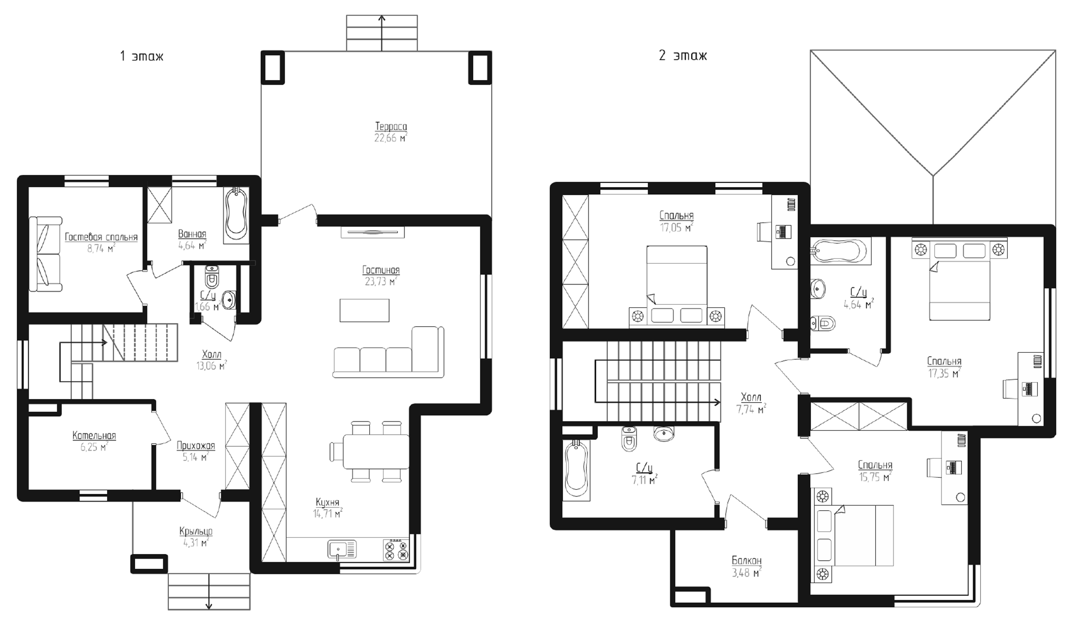 Планировка — Коттеджный поселок Вдохновение, 4-комн., 152 м²
