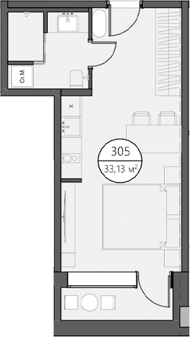 Планировка — DOM XIII, Студия, 29 м²